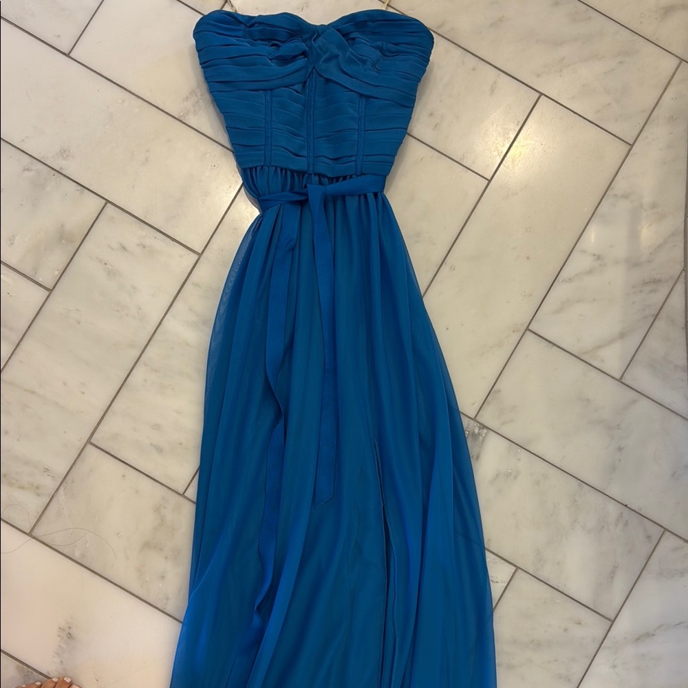 Monique Lhuillier Strapless Ocean Blue Gown (new)
